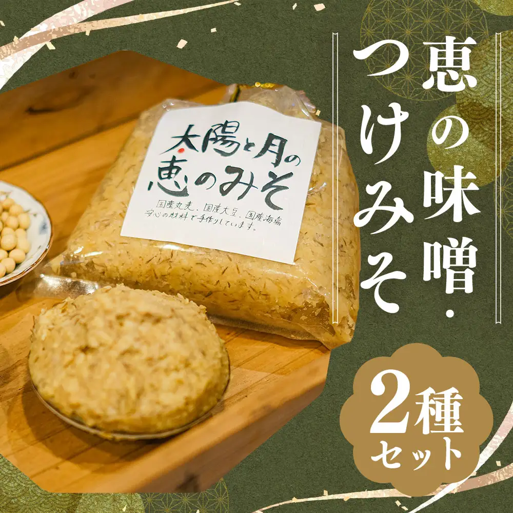 太陽と月の恵のみそ1個 (1kg) つけみそ6個 (ゆず しょうが しょうがねぎ とりそぼろ とりそぼろピリ辛) セット 味噌 調味料