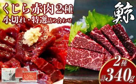【7営業日以内発送】くじら 赤肉2種詰め合わせ (小切れ・特選) 合計340g ／ 鯨 クジラ肉 鯨料理 鯨肉