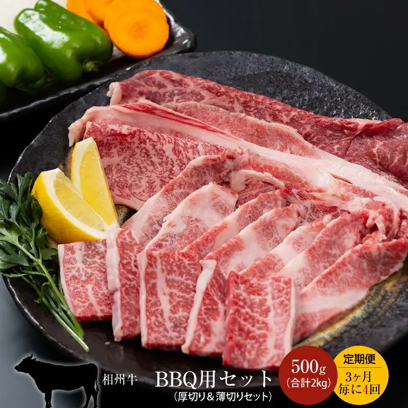 【定期便：3ヶ月毎に4回】相州牛（BBQ用セット）500g【合計２kg】