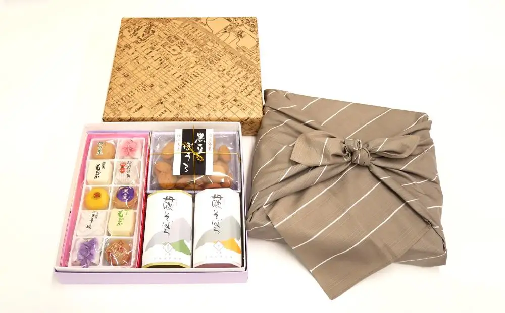 【伊勢源六たちばなや】きれいどころ 詰合せ 「京風呂敷・コトノワ ワームグレー」
