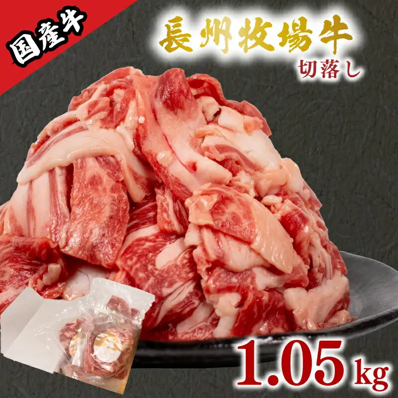 国産牛 切落とし 1.05kg 牛肉 牛 うし 切り落とし 冷凍 小分け 便利 パック 赤身 牛赤身 脂身 夕食 昼食 惣菜 おかず カレー 牛丼 ビビンバ ハヤシライス 肉じゃが プルコギ 牛カレー 牛製品 便利な牛肉 牛パック 長州牧場 下関 山口 KO002