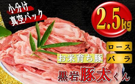豚肉 ロースバラ 2.5kg セット | 黒岩豚太くん 豚肉 ロース 岩手県 北上市 F0156 小分け 真空パック お歳暮 お中元 ギフト 四元豚 希少豚 お米育ち豚 ありすポーク 国産 
