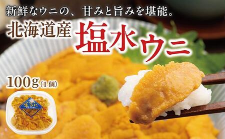 塩水ウニ 100g (100g×1個) 生うに ウニ 雲丹 ムラサキウニ バフンウニ 生鮮 無添加 魚介類 塩水 生食 北海道 松前町 送料無料 MATM007