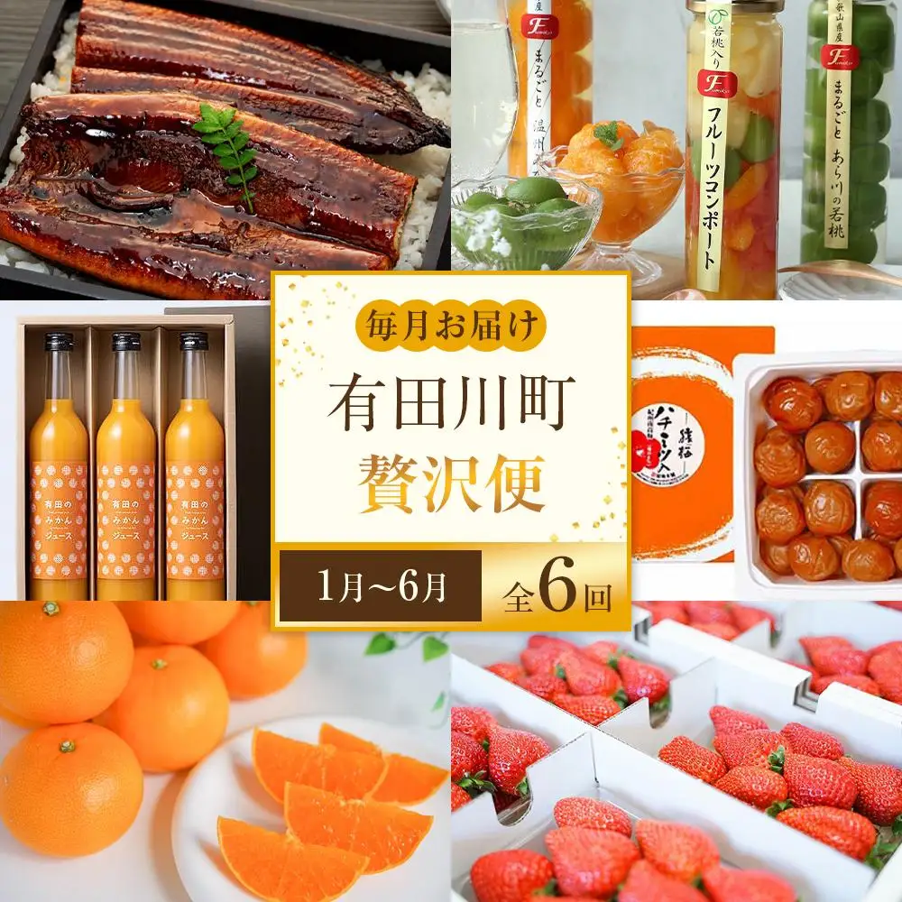 全6回 有田川町から贅沢定期便（1月～6月発送）フルーツ うなぎ スイーツ 梅干し など