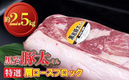 黒岩豚太くん 肩ロース ブロックB 2.5kg　豚肉 ブロック （くろいわ産地直売所）お歳暮 ギフト  四元豚 希少豚 お米育ち豚 岩手県 北上市 F0157