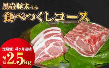 【定期便】黒岩豚太くん 食べつくしコース 4ヶ月連続★（毎月約2.5キロ）小分け 真空 パック （くろいわ産地直売所）岩手県 北上市 O0116 豚肉 ﾛｰｽ しゃぶしゃぶ用 焼肉 ブロック バラ ひき肉 あらびき