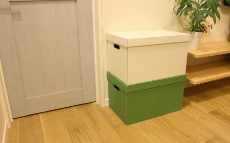 【整理 整頓に大活躍！】段ボール 収納BOX 2色セット インテリア 子供部屋 収納 蓋つき ダンボール 軽量 ごえん 岩手県 北上市 C0285