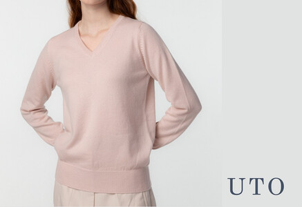 カシミヤ UTOカシミヤ レディースVネックセーター R0113