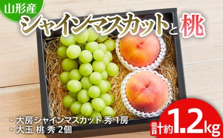 シャインマスカットと桃のセット 約1.2kg【令和8年産先行予約】FU19-712 くだもの 果物 フルーツ 山形 山形県 山形市 2026年産