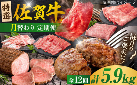 【全12回定期便】＜30万コース＞特選佐賀牛 月替わりバラエティパック 計5.9kg 株式会社弥川/吉野ヶ里町[FCV005]