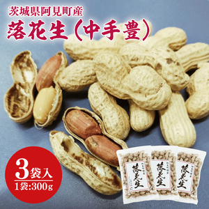 茨城県阿見町産 落花生 中手豊 300ｇ×3袋入り【ピーナッツ おつまみ 殻付き 国産 阿見町 茨城県】（04-27）