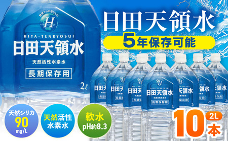 日田天領水 長期保存用 2L×10本×1箱 天然水 備蓄 防災 ミネラルウォーター シリカ [AREG001]