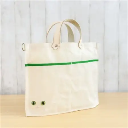 【猫目バッグ】わたし猫・帆布トートバッグ(大)/グリーン_装飾品・工芸品 トートバッグ・ショルダーバッグ 鞄・バッグ かばん カバン_【1545642】