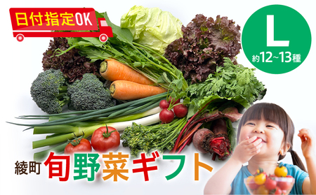 綾町旬野菜ギフト（Lサイズ / 約12-13種）4人以上分 / 野菜 朝どれ 無農薬 減農薬 栽培期間中 有機栽培 産地直送 新鮮 旬 詰め合わせ サラダ 果物 きのこ類 やさい 送料無料 【オーガニックのまち 宮崎県綾町】_A0004-108