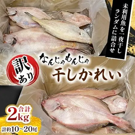 なんじゃもんじゃ訳あり未利用魚かれい　2kgセット_干物 訳あり かれい カレイ 一夜干し 魚 さかな ひもの おかず 焼魚 焼き魚 煮つけ 唐揚げ 朝食 ご飯のお供 おつまみ 魚介類 海産物 国産 自宅用 家庭用 冷凍 送料無料_【配送不可地域：離島】【1521673】