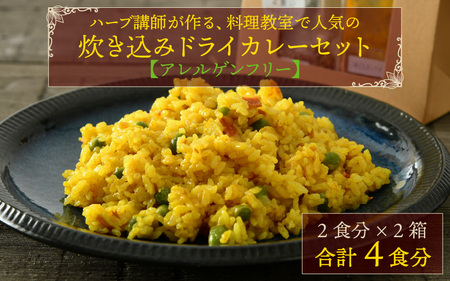 ハーブ講師が作る 教室で人気の炊き込みドライカレー（2食分 × 2箱）お米（無洗米）付き 【アレルゲンフリー】【スパイス スパイスカレー スパイスセット カレーパウダー おうちカレー カレー粉 香辛料 セット 手作り キット ドライカレー 薬膳カレー ギフト】 [A-13006]