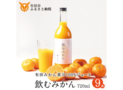 【早和果樹園】飲むみかん（720ml×9本）（B963-2）