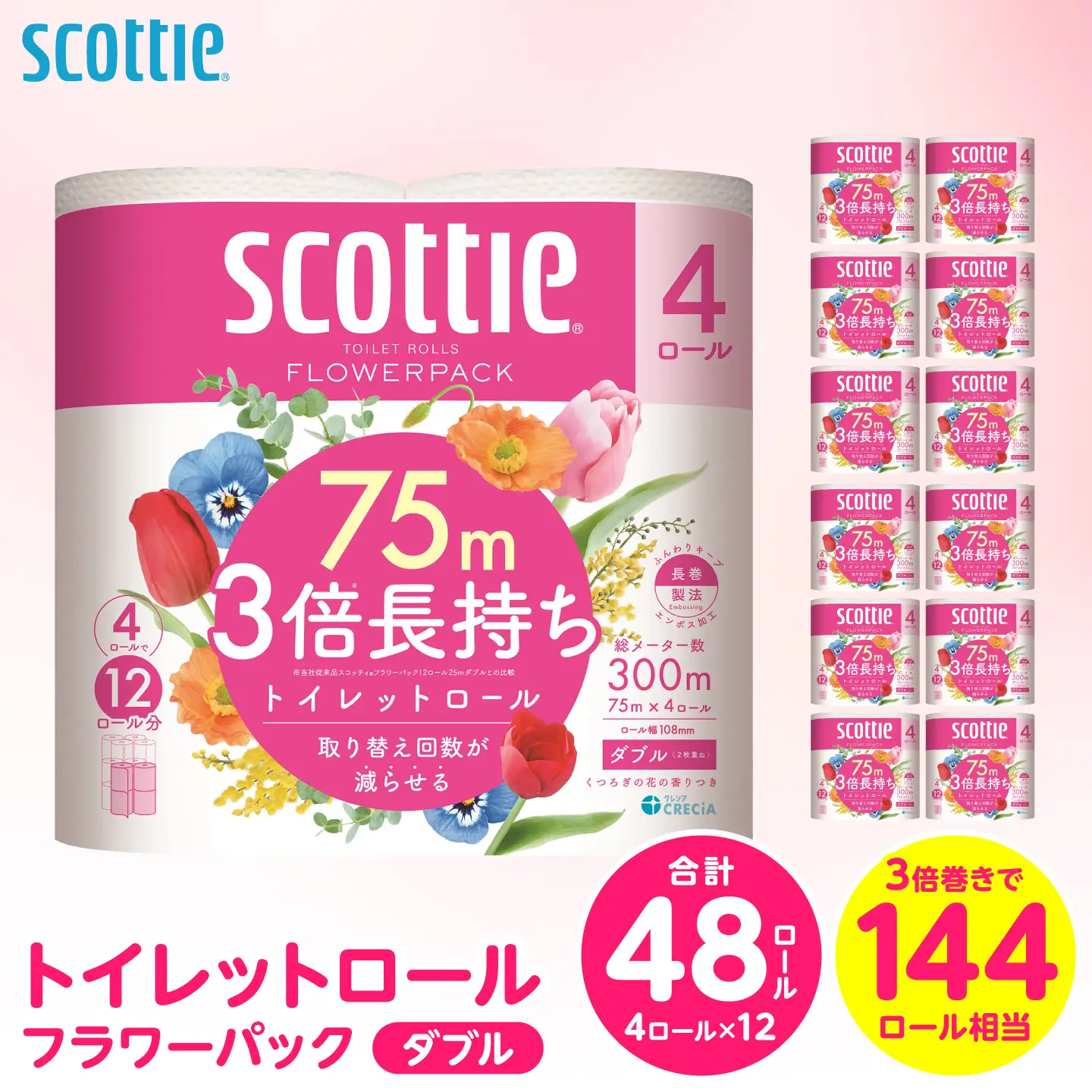 トイレットペーパー ダブル 48ロール スコッティ トイレット