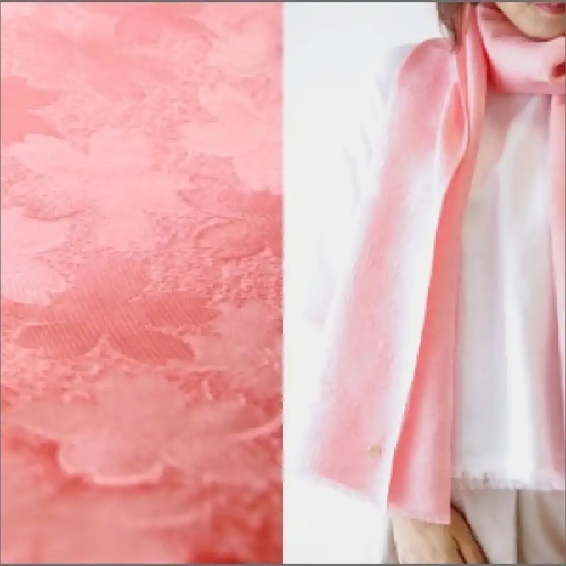 フィルタンゴ ストール【洗える丹後ちりめんのシルク】桜柄　サクラピンク　母の日ギフトにもおすすめ。