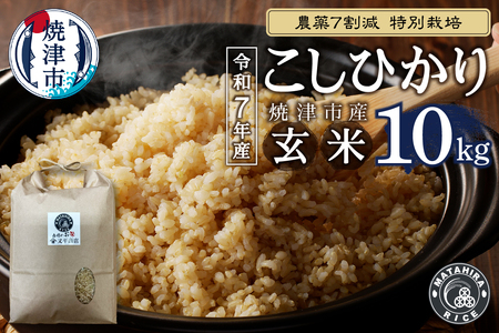 a26-037　令和７年産 農薬7割減 特別栽培 コシヒカリ 玄米 10kg（5kg×2袋）