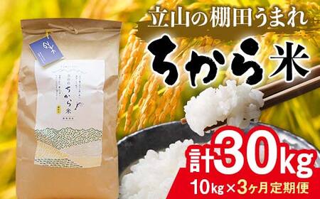 ＜定期便＞立山のちから米 コシヒカリ 各10kg ＜全3回＞ 計30kg 3ヶ月連続 10kg 定期便 定期配送 ちから米 こしひかり 銘柄米 ブランド米 国産 米 お米 日本米 F6T-915