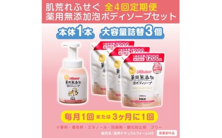 【全4回定期便】肌荒れを防ぐ薬用無添加　泡ボディソープセット　＜無添加生活シリーズ＞ ※北海道・沖縄・離島への配送不可