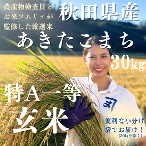 【米農家直送】令和7年産 特Aランク 厳選 秋田県産 あきたこまち 玄米 30kg 米【(株)鈴木又五郎商店】[I9-2301]