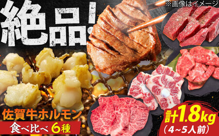 佐賀牛6種食べ比べ！ ホルモンバラエティセット 1.8kg 4-5人前 盛り合わせ タン・小腸など 吉野ヶ里町/やきとり紋次郎[FCJ090]