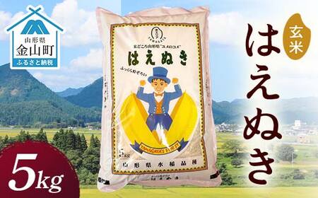 令和7年産 金山産米 はえぬき 【玄米】5kg 米 お米 ご飯 玄米 ブランド米 送料無料 東北 山形 金山町 F4B-0781