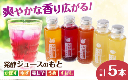 【お中元対象】発酵ジュースのもと 飲み比べ5本セット〈かぼす・ゆず・赤しそ・うめ・すもも〉ジュース 飲み比べ ギフト 果実飲料[ARDA006]