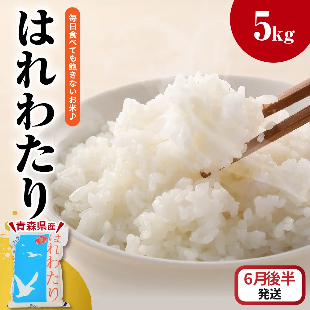 【2026年6月後半発送】米 5kg はれわたり (白米) 5キロ 青森県 五所川原市