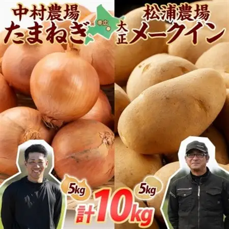 十勝 玉ねぎ 5kg メークイン じゃがいも 5kg 計10kg 農家さんのお野菜 北海道 帯広市_野菜 玉ねぎ  たまねぎ タマネギ  野菜 じゃがいも いも ジャガイモ 馬鈴薯_【1514129】