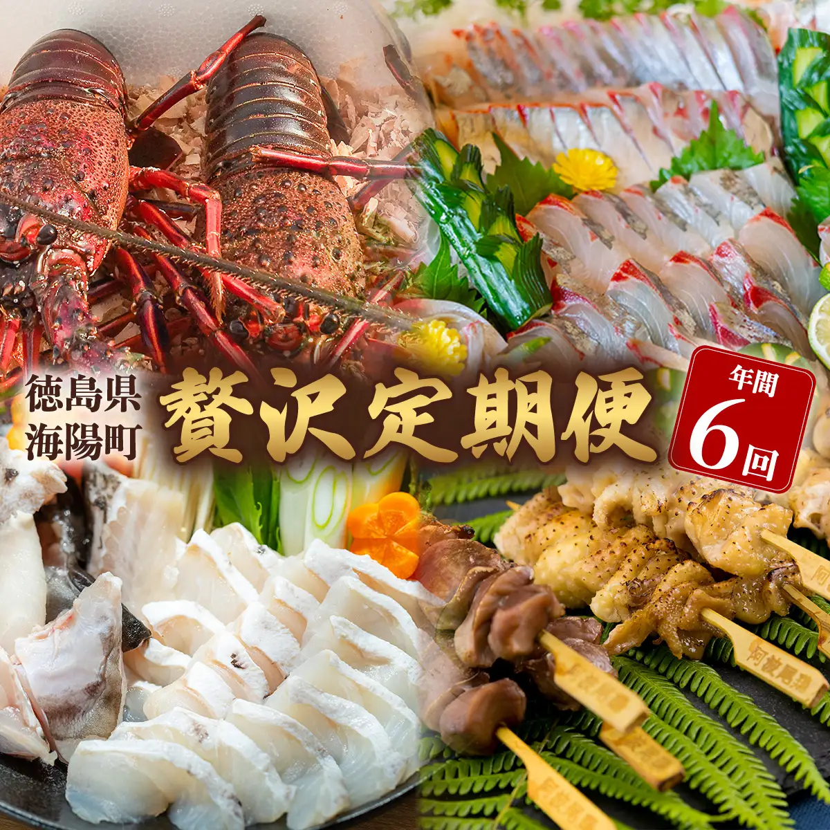 【定期便全６回】海陽町の『贅沢』定期便 クエ クエ鍋 牡蠣 阿波尾鶏 焼鳥 水炊き シマアジ 伊勢海老 イセエビ いせえび