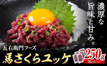 馬肉 馬さくらユッケ 50g × 5パック 250g 五右衛門フーズ 《90日以内に出荷予定(土日祝除く)》 熊本県 菊池市 馬肉 肉 国産 馬 さくら ユッケ 小分け