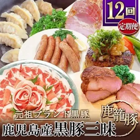 【発送月固定定期便】鹿児島県産黒豚三昧 HH-2全12回_肉 ハム 豚肉   肉 しゃぶしゃぶ 牛肉 牛しゃぶ  肉  牛肉   肉  牛肉   肉 しゃぶしゃぶ 豚肉 豚しゃぶ  肉 ハンバーグ 豚肉   肉 ソーセージ・ウインナー 豚肉   肉  豚肉   惣菜・加工品 餃子  ぎょうざ ギョウザ  定期便 定期便  _【配送不可地域：離島】【4058399】