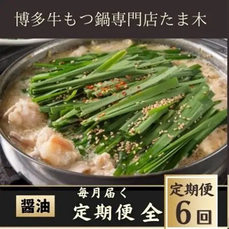 【毎月定期便】【博多牛もつ鍋専門店たま木】牛もつ鍋セット醤油味(2～3人前) 牛もつ肉400g全6回_肉 もつ鍋 牛肉 鍋 鍋セット  惣菜・加工品 肉 鍋 なべ ナベ  定期便 定期便  _【配送不可地域：離島】【4057677】