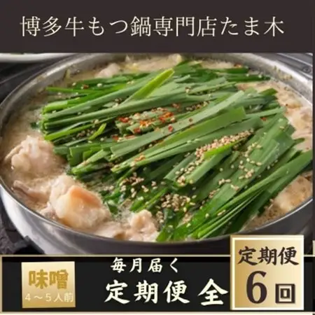 【毎月定期便】【博多牛もつ鍋専門店たま木】牛もつ鍋セット みそ味(4～5人前)牛もつ肉800g全6回_肉 もつ鍋 牛肉 鍋 鍋セット  惣菜・加工品 肉 鍋 なべ ナベ  定期便 定期便  _【配送不可地域：離島】【4057704】