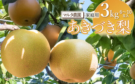 【令和8年産先行予約】家庭用　和梨 あきづき 3kg（6～10玉）　マルタ農園