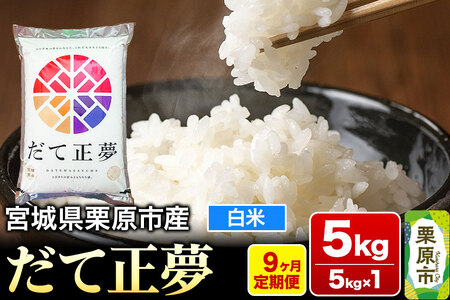 《定期便9ヶ月》【令和7年産・白米】宮城県栗原産 だて正夢 毎月5kg (5kg×1袋)×9ヶ月