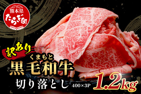 【訳あり】くまもと黒毛和牛 切り落とし 1.2kg ( 400g ×3 ) 本場 熊本県 黒毛 和牛 ブランド 牛 肉 上質 くまもと 訳アリ 113-0503