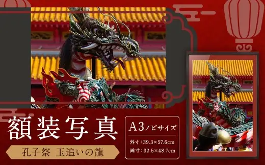 【額装写真】【孔子祭 玉追いの龍】画寸A3ノビサイズ［M11-3176] ／ 長崎くんち おくんち  龍踊り 孔子祭 思い出 写真 文化 歴史 お祭り インテリア 長崎県 長崎市