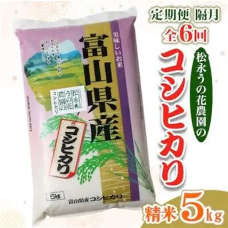 【2ヵ月毎定期便】松永うの花農園産コシヒカリ5kg全6回【4058602】