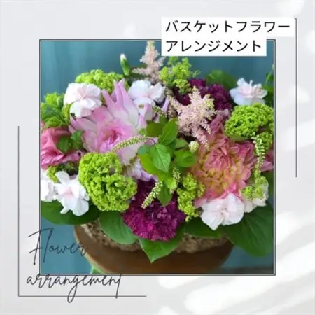 バスケットフラワーアレンジメント_花・観葉植物  花 _【配送不可地域：離島・北海道・九州】【1556517】