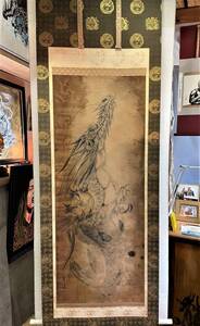掛け軸 現代水墨画家 絵師白道 直筆作品「真 登龍門伝説」｜絵画 アート インテリア 手描き 一筆 龍 日本画 現代アート ハンドメイド作品 水墨画 かっこいい 作品 縁起 風水 芸術