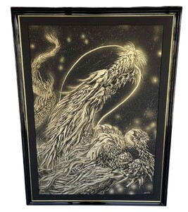 現代水墨画家 絵師白道「金銀昇龍」｜絵画 アート インテリア 手描き 一筆 龍 日本画 現代アート ハンドメイド作品 水墨画 かっこいい 作品 縁起 風水 芸術
