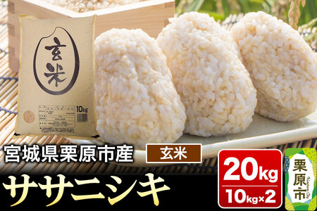 【令和7年産・玄米】宮城県産 ササニシキ 20kg (10kg×2袋)