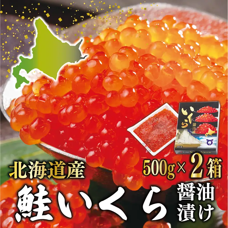 【2025年度産】＜いくら醤油漬　2パック（500ｇ×2箱）＞鮮度にこだわる「笹谷商店」の絶品の醤油タレで漬けたいくら（検索：イクラ 鮭いくら 鮭イクラ 醤油いくら 醤油イクラ いくら醤油漬け イクラ醤油漬け 醤油漬 いくら丼 秋鮭 国産 北海道産 北海道乙部町 日本海 冷凍 人気 使い道 ふるさと納税）