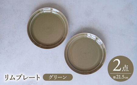【波佐見焼】 リムプレート グリーン 2点セット 【西海陶器】[OA393]
