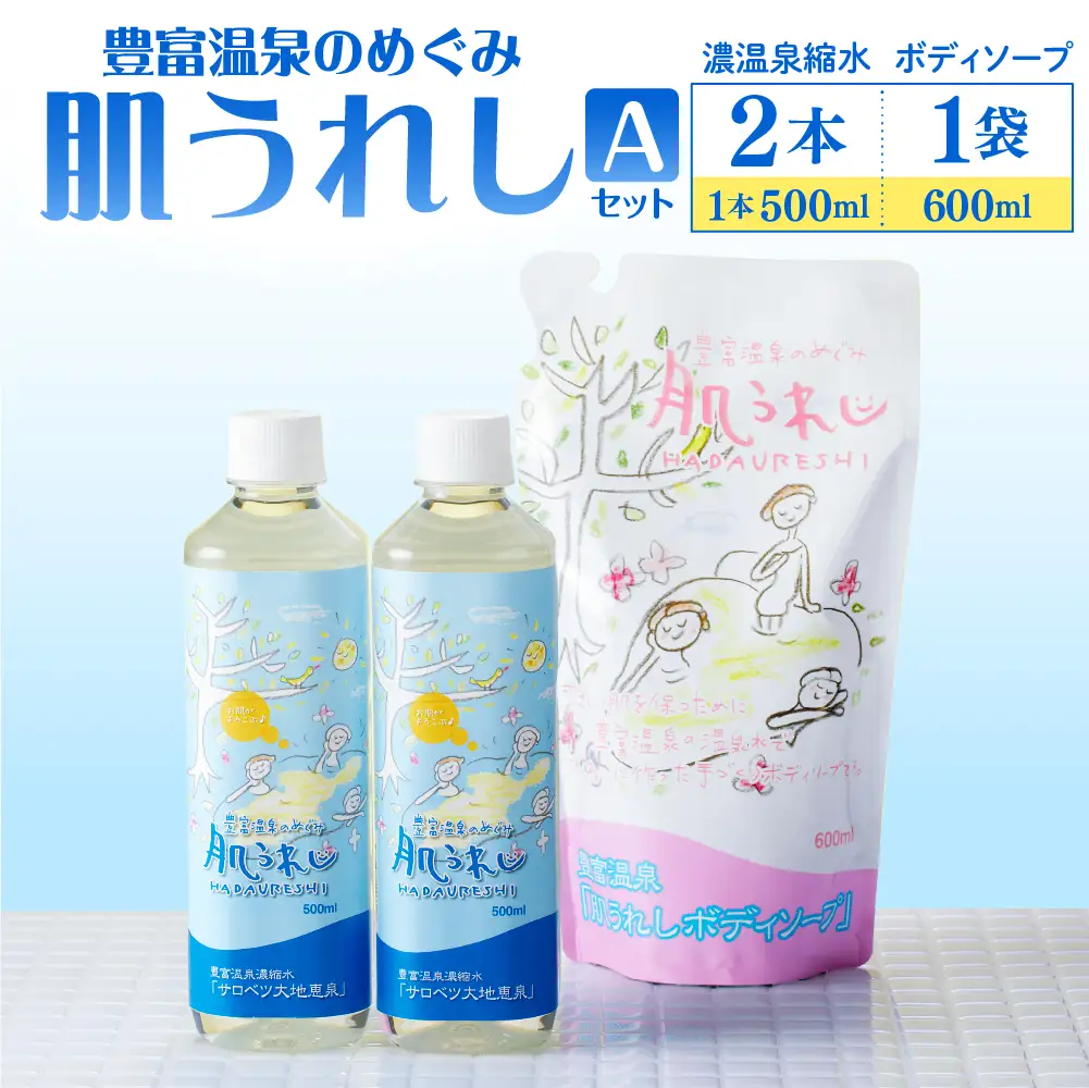 豊富温泉 濃縮温泉水サロベツ大地恵泉 (500ml×2本) ＆ ボディーソープ (600ml×1個) セット