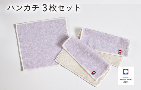 キャンバスタオル　ハンカチ　3枚セット（パープル） [I002150HT3PU]
